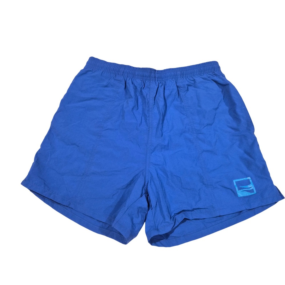 Vintage Cheetah Mervyns Mens Blue Nylon Swim Trunks Shorts Size M Mesh Lining